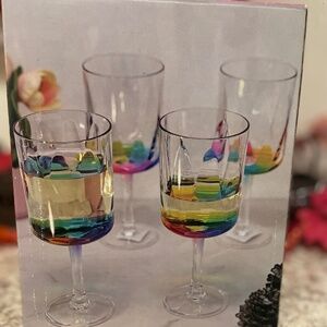 Laguna Drinkware Set of 4 Acrylic Rainbow Wine Glasses 16oz
